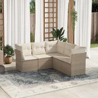 Festnight Gartenlounge mit Stauraum Balkon Lounge Balkon Sofa Rattan Sofa Klein Rattansofa Gartensofa Ecksofa Lounge Sofa Outdoor Polyrattan Balkonmöbel Couch Gartenmöbel Ecklounge