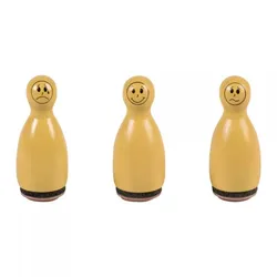 HEYDA Holzstempel Figuren-Set "Gesichter" – Orange (3 Stück - Ø 12 mm)