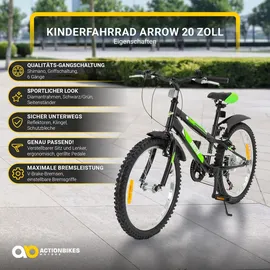 ACTIONBIKES MOTORS Actionbikes Kinderfahrrad Arrow 20 Zoll Gangschaltung, V-Brake-Bremsen, verstellbar, Diamantrahmen