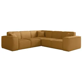 Fun Möbel Ecksofa Designersofa CELES PREMIUM in Stoff Scala Senfgelb Seite Universal - Gelb