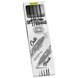 ONLINE® Calli.Brush Double Grey Brush-Pens farbsortiert, 5 St.