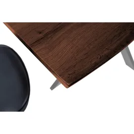 Sam Esstisch Baumkante Holz-Optik Nussbaum 120 x 80 Spider-Gestell silber JOSY