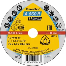 KLINGSPOR A 660 R Supra 368881 Trennscheibe gerade 40 St. Stahl, Edelstahl