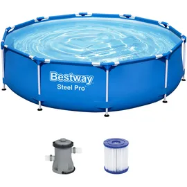 BESTWAY Steel Pro Frame Pool Set 305 x 76 cm blau inkl. Filterpumpe