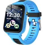 Smartwatch Kinder Telefon Smartwatch KinderUhr Anruf SOS Spiele Musik Player Video Kamera Wecker Taschenlampe, Smartwatch für Kinder Jungen Mädchen - Blau