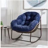 HAUSS SPOLE Schaukelstuhl Outdoor Rattan Schaukelsessel Sitzschaukel für Wohnzimmer, Garten blau