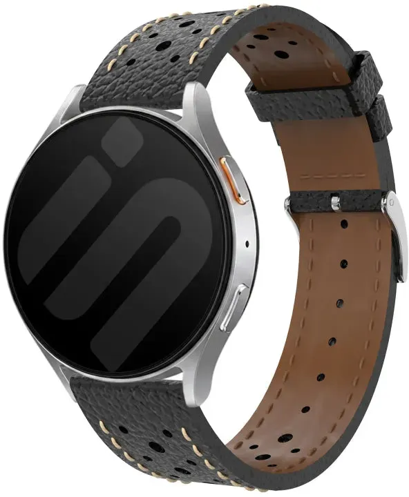 Strap-it Amazfit GTR 2 Armband Leder für Amazfit GTR 2 - Schwarz - Schnallenverschluss