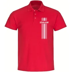 multifanshop Poloshirt - Düsseldorf - Streifen - Druck weiß - Polo