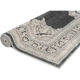 OTTO home Teppich OTTO HOME "Banli, Vintage-Look, Orient-Optik", grau (dunkelgrau), B:200cm H:9mm L:300cm, Kunstfaser, Teppiche, Teppich, dezenter Glanz, Schrumpf-Garn-Effekt, Wohnzimmer, Schlafzimmer