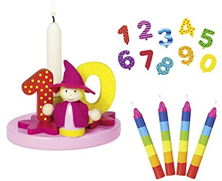 Goki Geburtstagskind Mädchen Geburtstagsmännchen Zahlen 1-9+0 10 Kerzen bunt - Die LuLuGoS