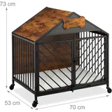 Relaxdays Hundekäfig 73 x 70 x 53 cm Metall Braun/Schwarz/Grau