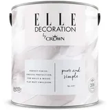 Crown ELLE DECORATION Pure & Simple No. 601, 2,5 L, extra-matte Premium Wandfarbe für Innen, für Wände und Holz, hohe Deckkraft, Innenfarbe,Weiß mit einem zarten Hauch von Lila