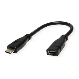 Roline USB 3.2 Gen 2 Typ C Kabelverlängerung, C-C, ST/BU, schwarz, 0,15 m