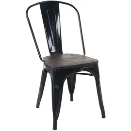 chefgastro Stapelstuhl Holz Metall Schwarz 2er Set