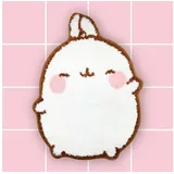 6vibes Badematte Molang, Konturteppich fürs Badezimmer 55 x 75 cm, rutschfest, saugstark, schnell trocknend, super weich & Maschinenwaschbar 30°C, Polyester, Waving Molang, offizielles Molang Lizenz Produkt weiß Waving Molang