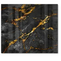 deqori Herdabdeckplatte 60x52 cm Veredelter Naturstein goldfarben|schwarz