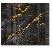 deqori Herdabdeckplatte 60x52 cm Veredelter Naturstein goldfarben|schwarz