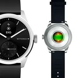 Withings Scanwatch 2 42 mm schwarz, Sport Fluorelastomer-Armband schwarz/silber
