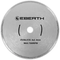 EBERTH Diamanttrennscheibe 230mm, Nassschnitt für Fliesen, Marmor, Porzellan & Keramik