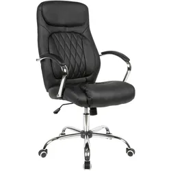 Bürostuhl FineBuy Kunstleder Schwarz Büro Drehstuhl Schreibtischstuhl 120 kg