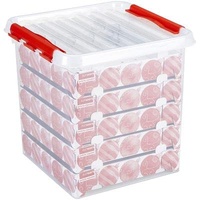 SUNWARE Q-Line Weihnachtsbox mit Tabletts für 125 Kugeln, transparent/rot,