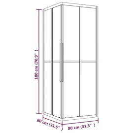 vidaXL Duschkabine Halbmatt ESG 80x80x180 cm Schwarz