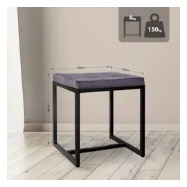 CLP Sitzhocker Barci mit schwarzem Gestell dunkelgrau/Samt