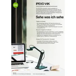 IPEVO Ipevo DOK V4K Dokumentenkamera USB Ipevo 390411Ultra HD 8MP Mikro