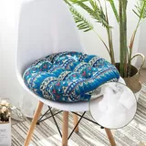 Surwin Stuhlkissen Rund Baumwolle Hanf, Sitzkissen Rund Bequemes Bodenkissen, Sitzkissen Boden Gartenmöbel-Kissen, für Indoor und Outdoor (40x40cm,Bohemian Blau)