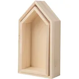 Rayher Rahmen Häuser aus Holz, FSC zertifiziert, 2er Set, 17x9x4 cm + 15x7x4 cm, Holzrahmen, Beige, 62695000