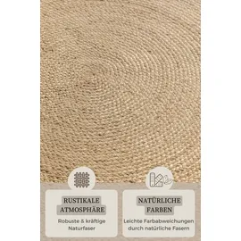 HANSE HOME Rangpur Juteteppich", beige (elfenbein), H:10mm Ø:200cm, Jute, Teppiche, Teppich, Handgewebt, 100% Jute, Natur, Wohnzimmer, Flur, Boho, Skandi