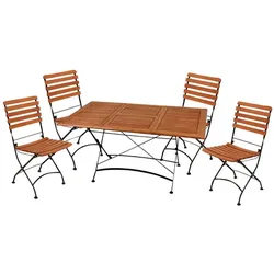 Gartenmöbelset, 4 Sitzplätze, eukalyptusholz/Stahl - beige