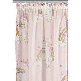 OTTO home Gardine OTTO HOME "EINHORN" Gr. 1, pink, B:135cm H:145cm, Baumwolle, Polyester, Gardinen, Gardine, Kindergardine, bedruckt, halbtransparent, Einhörner, Regenbogen