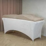 Untitled Wave Matratze (Curved Topper) mit Memory Foam 180x60 für Kosmetikliege, Massageliege, mit Bezug aus Velours | für Wimpernverlängerungen, PMU - Beige
