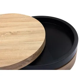 vente-unique Couchtisch rund Schwarz Eiche 80 x 32,5 x 80 cm