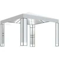 VidaXL Pavillon mit Doppeldach & LED-Lichterkette 3x3 m Weiß