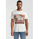 Recovered T-Shirt RECOVERED "Star Wars Millennium", Herren, Gr. M, weiß, 100% Baumwolle, bedruckt, normal, Rundhals, Shirts T-Shirt, mit coolem Print