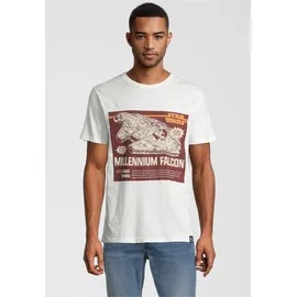 Recovered T-Shirt RECOVERED "Star Wars Millennium", Herren, Gr. M, weiß, 100% Baumwolle, bedruckt, normal, Rundhals, Shirts T-Shirt, mit coolem Print