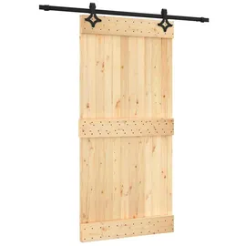 vidaXL Schiebetür rechts 100 x 210 cm Natürlich/Schwarz