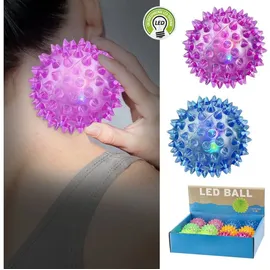 Cepewa LED Massageball 12er Set | 6 Farben Ø5,5cm Gummi | blinkender Noppenball Fazienball Igelball Spielball