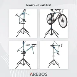 Arebos Fahrrad-Montageständer höhenverstellbar 112-188,5 cm 360° drehbar blau/schwarz