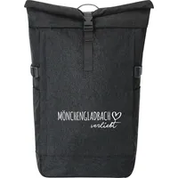Hellweg Druckerei Kurierrucksack Mönchengladbach verliebt 30-44 Liter Black Melange Fairtrade Rolltop Rucksack Geschenkidee - Schwarz