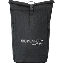 Hellweg Druckerei Kurierrucksack Mönchengladbach verliebt 30-44 Liter Black Melange Fairtrade Rolltop Rucksack Geschenkidee - Schwarz