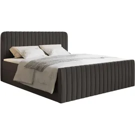 Selsey Saliano - Boxspringbett 160x200 mit Bettkasten, Topper und Chenille-Bezug, Graphit, - Dunkelgrau