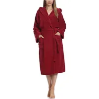 Ladeheid Bademantel Damen Frottee Bademantel aus 100% Baumwolle LA40-193, Langform, Baumwolle, Kapuze rot XXL