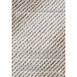 Villeroy & Boch Wollteppich Francois - Natur Wohnzimmerteppich - Handgewebt & Natürlich - Boho Teppich Wolle für Wohnzimmer, Schlafzimmer, Esszimmer, Flur, Küche – Natur Weiß, 80x150cm