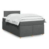 vidaXL Boxspringbett mit Matratze Dunkelgrau 120x200 cm Stoff