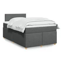 vidaXL Boxspringbett mit Matratze Dunkelgrau 120x200 cm Stoff