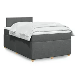 vidaXL Boxspringbett mit Matratze Dunkelgrau 120x200 cm Stoff