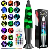 AONESY Lavalampe Kinder mit 17 Farbwechsel: Lavalampe Groß für Stressbewältigung und Entspannung | Große Lavalampen Schwarz Gold | Dimmbar Glitzer Lampe für Kinder Erwachsene | 40cm Schwarz